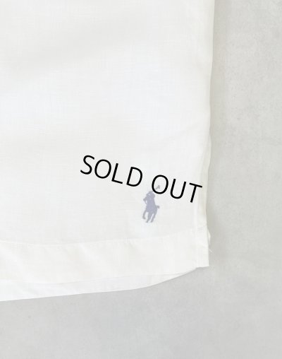 画像3: 90'S RALPH LAUREN シルク/リネン 裾ロゴ 半袖 オープンカラーシャツ オフホワイト (VINTAGE)