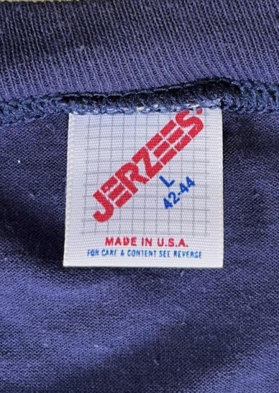 画像2: 80'S BARRINGTON FIREFIGHTERS シングルステッチ 半袖 ポケット付き Tシャツ ネイビー USA製 (VINTAGE)
