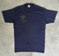 80'S BARRINGTON FIREFIGHTERS シングルステッチ 半袖 ポケット付き Tシャツ ネイビー USA製 (VINTAGE)