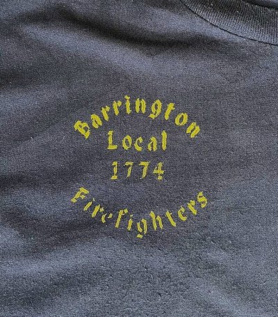 画像3: 80'S BARRINGTON FIREFIGHTERS シングルステッチ 半袖 ポケット付き Tシャツ ネイビー USA製 (VINTAGE)