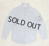 60'S アメリカ軍 US NAVY "DUBBLEWARE製" コットン100% ステンシル入り 耳付き シャンブレーシャツ ブルー USA製 (VINTAGE)