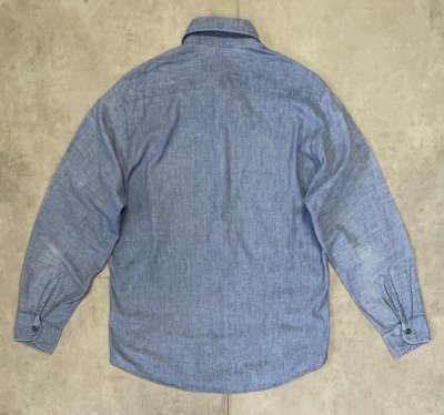 画像5: 60'S アメリカ軍 US NAVY "DUBBLEWARE製" コットン100% ステンシル入り 耳付き シャンブレーシャツ ブルー USA製 (VINTAGE)