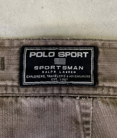 画像5: 90'S RALPH LAUREN "POLO SPORT" ヘリンボーンツイル カーゴパンツ カーキ (VINTAGE)