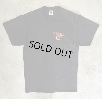 画像1: 80'S アメリカ軍 USMC シングルステッチ 半袖 Tシャツ ブラック USA製 (VINTAGE)