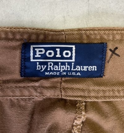 画像2: 90'S RALPH LAUREN ベルト付き 片側ポケット付き チノパンツ ブラウン USA製 (VINTAGE)