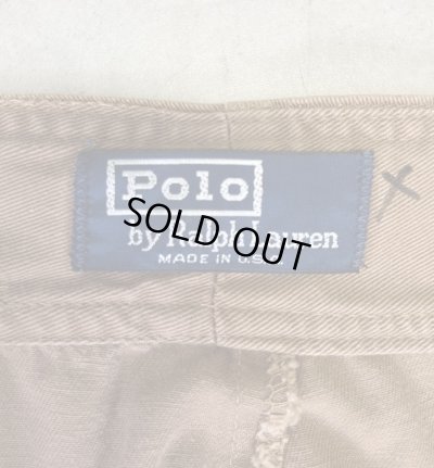 画像2: 90'S RALPH LAUREN ベルト付き 片側ポケット付き チノパンツ ブラウン USA製 (VINTAGE)