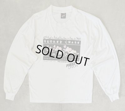 画像1: 90'S FIRST UNION シングルステッチ 両面プリント 長袖 Tシャツ ホワイト USA製 (VINTAGE)