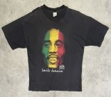 90'S BOB MARLEY "SMILE JAMAICA" 両面プリント シングルステッチ 半袖 Tシャツ ブラック ジャマイカ製 (VINTAGE)