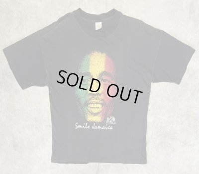 画像1: 90'S BOB MARLEY "SMILE JAMAICA" 両面プリント シングルステッチ 半袖 Tシャツ ブラック ジャマイカ製 (VINTAGE)