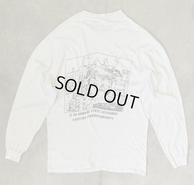 画像1: 80'S PAUL ELDER シングルステッチ 両面プリント 長袖 Tシャツ ホワイト USA製 (VINTAGE)