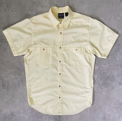 画像1: 80'S PATAGONIA "DUALSPUN" 旧タグ 半袖 シャツ ライトイエロー 香港製 (VINTAGE)