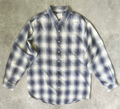 画像1: 90'S J.CREW 旧タグ コットン ワークシャツ オンブレチェック (VINTAGE)