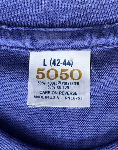 画像2: 90'S 5050 シングルステッチ 耳付きポケット 半袖 Tシャツ ブルー USA製 (DEADSTOCK)