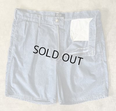 画像3: 90'S RALPH LAUREN ツープリーツ シャンブレーショーツ ブルー USA製 (VINTAGE)