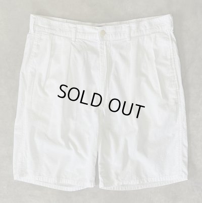 画像1: 90'S RALPH LAUREN ツープリーツ シアサッカーショーツ ホワイト TALONジップ USA製 (VINTAGE)
