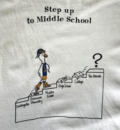 画像3: 90'S STEP UP TO MIDDLE SCHOOL シングルステッチ 両面プリント 半袖 Tシャツ ホワイト (VINTAGE)