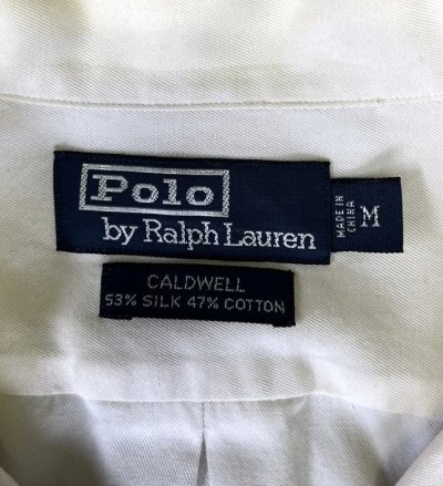 画像2: 90'S RALPH LAUREN "CALDWELL" シルク/コットン ロゴ無し 半袖 オープンカラーシャツ オフホワイト (VINTAGE)