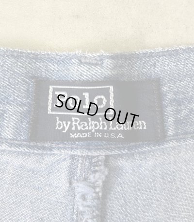 画像2: 90'S RALPH LAUREN "ボックスロゴ" ツープリーツ デニムショーツ インディゴ USA製 (VINTAGE)