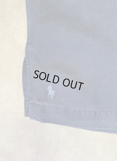 画像3: 90'S RALPH LAUREN "CALDWELL" シルク/リネン 裾ロゴ 半袖 オープンカラーシャツ ネイビー (VINTAGE)