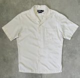 90'S RALPH LAUREN "CALDWELL" シルク/コットン ロゴ無し 半袖 オープンカラーシャツ オフホワイト (VINTAGE)