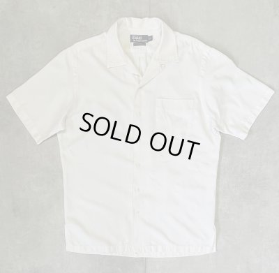 画像1: 90'S RALPH LAUREN "CALDWELL" シルク/コットン ロゴ無し 半袖 オープンカラーシャツ オフホワイト (VINTAGE)