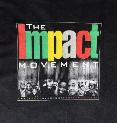 画像2: THE IMPACT MOVEMENT 両面プリント 半袖 Tシャツ ブラック (VINTAGE)