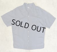 90'S RALPH LAUREN "CALDWELL" シルク/リネン 裾ロゴ 半袖 オープンカラーシャツ ネイビー (VINTAGE)