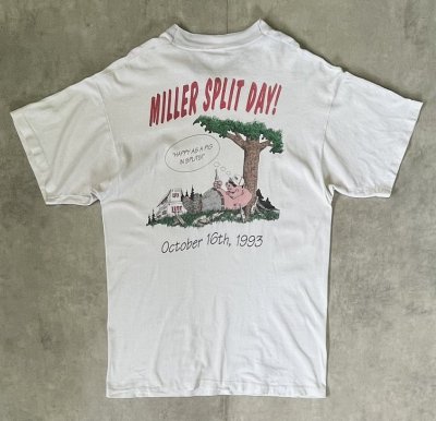 画像4: 90'S MILLER SPLIT DAY '93 シングルステッチ 両面プリント 半袖 Tシャツ ホワイト USA製 (VINTAGE)