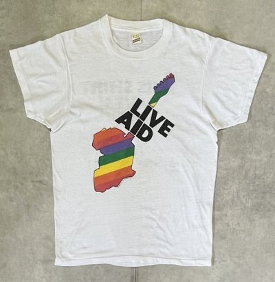画像1: 80'S LIVE AID シングルステッチ 半袖 Tシャツ ホワイト USA製 (VINTAGE)