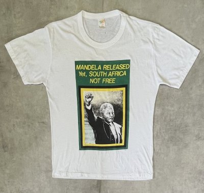 画像1: 90'S NELSON MANDELA シングルステッチ 半袖 Tシャツ ホワイト カナダ製 (VINTAGE)