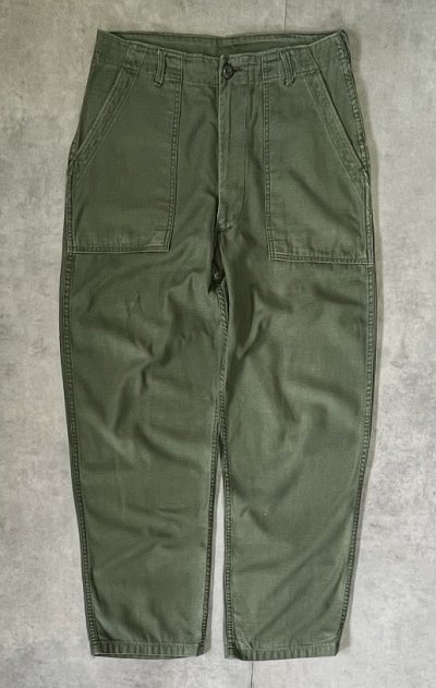 画像1: 60'S アメリカ軍 US ARMY "OG107" コットンサテン ベイカーパンツ ミリタリーグリーン (VINTAGE)