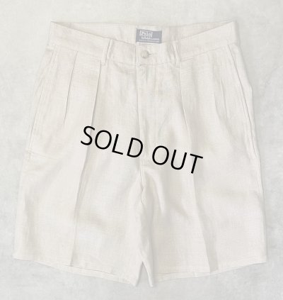 画像1: 90'S RALPH LAUREN ツープリーツ リネンショーツ ベージュ USA製 (MINT CONDITION)