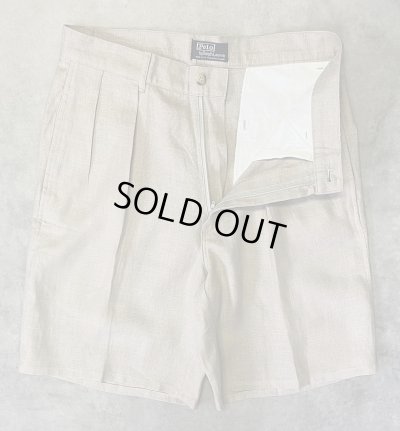 画像3: 90'S RALPH LAUREN ツープリーツ リネンショーツ ベージュ USA製 (MINT CONDITION)