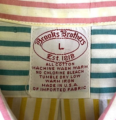 画像2: 90'S BROOKS BROTHERS "FUN SHIRT" ポプリン 半袖 BDシャツ クレイジーパターン/ストライプ USA製 (VINTAGE)