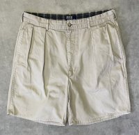 90'S RALPH LAUREN "クレストロゴ" ツープリーツ チノショーツ ベージュ USA製 (VINTAGE)
