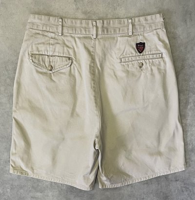画像5: 90'S RALPH LAUREN "クレストロゴ" ツープリーツ チノショーツ ベージュ USA製 (VINTAGE)