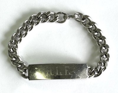 画像1: ELCO製 スターリングシルバー IDプレート チェーンブレスレット シルバー 刻印入り (VINTAGE)