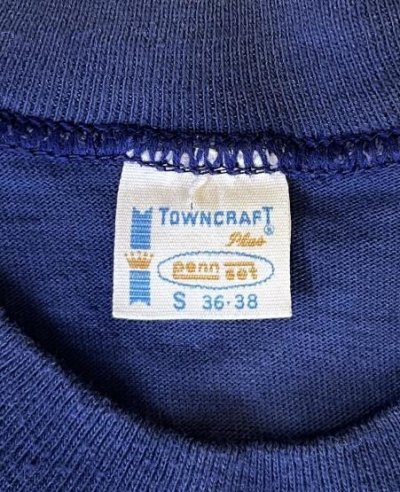 画像2: 70'S TOWNCRAFT シングルステッチ 耳付きポケット 半袖 Tシャツ ネイビー (VINTAGE)