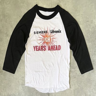 画像1: 80'S SIEMENS LITRONIX シングルステッチ ラグランスリーブ ベースボール Tシャツ (VINTAGE)