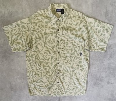 画像1: 90'S PATAGONIA コットン 半袖 ACシャツ 総柄 ポルトガル製 (VINTAGE)