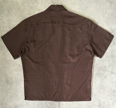 画像4: 00'S STEADY CLASSICS 猫目ボタン 半袖 オープンカラーシャツ ブラウン USA製 (VINTAGE)