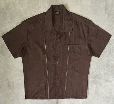 画像1: 00'S STEADY CLASSICS 猫目ボタン 半袖 オープンカラーシャツ ブラウン USA製 (VINTAGE)