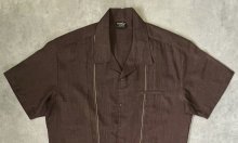 他の写真1: 00'S STEADY CLASSICS 猫目ボタン 半袖 オープンカラーシャツ ブラウン USA製 (VINTAGE)