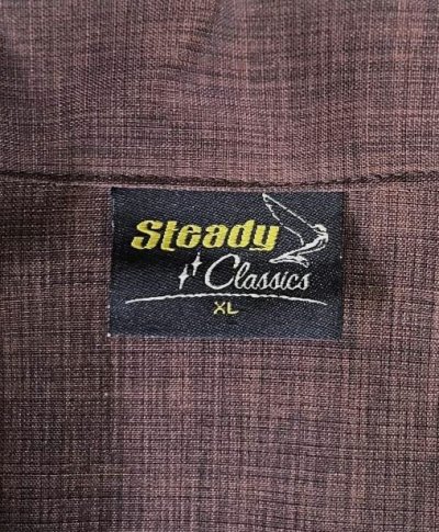 画像2: 00'S STEADY CLASSICS 猫目ボタン 半袖 オープンカラーシャツ ブラウン USA製 (VINTAGE)