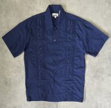 90'S CHIC ELEGANT 半袖 キューバシャツ ネイビー (VINTAGE)