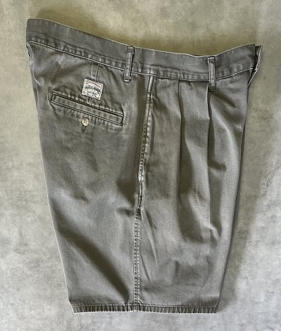画像4: 90'S RALPH LAUREN "ボックスロゴ" ツープリーツ チノショーツ カーキ USA製 (VINTAGE)