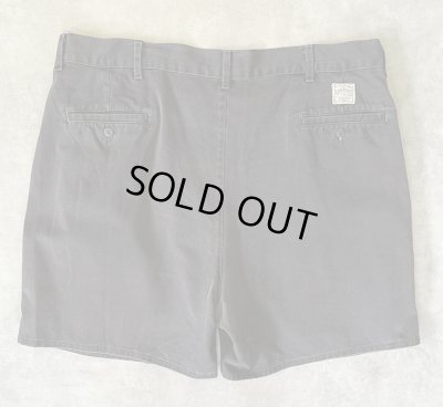画像5: 90'S RALPH LAUREN "ボックスロゴ" ツープリーツ チノショーツ ブラック USA製 (VINTAGE)