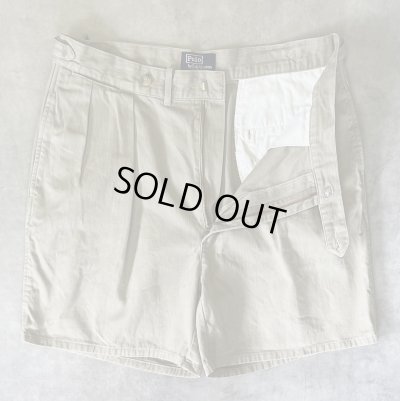 画像3: 90'S RALPH LAUREN "クレストロゴ" ツープリーツ チノショーツ ベージュ USA製 (VINTAGE)