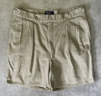 90'S RALPH LAUREN "クレストロゴ" ツープリーツ チノショーツ ベージュ USA製 (VINTAGE)