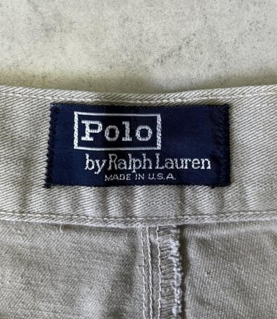 画像2: 90'S RALPH LAUREN "クレストロゴ" ツープリーツ チノショーツ ベージュ USA製 (VINTAGE)